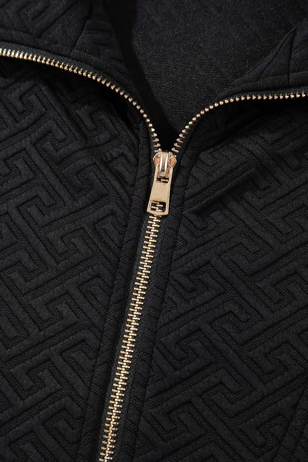 Textured black half-zip sweatshirt - Love Salve